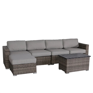 Living Source International 6-Piece Wicker / Rattan Sectional Set in Gray