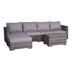 Living Source International 6-Piece Wicker Sectional Set in Gray Finish