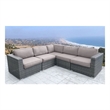Living Source International 5-Piece Wicker / Rattan Sectional Set in Gray/Navy
