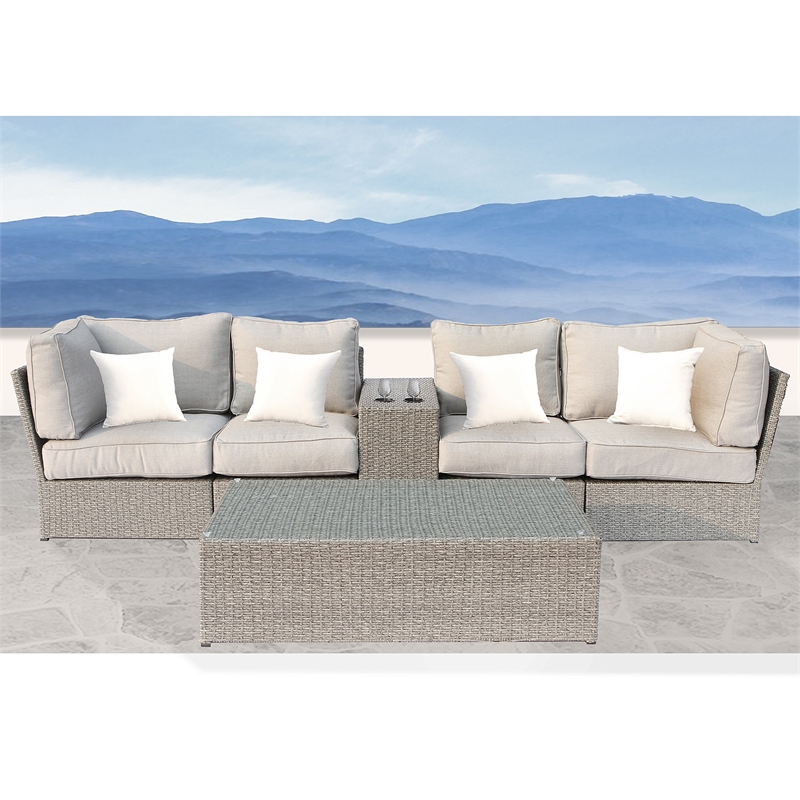 Living Source International 6-Piece Outdoor Conversation Set in Gray Finish