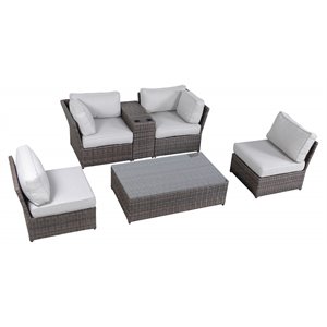 Living Source International 4-Person Seating Set with Cushions in Brown/Gray