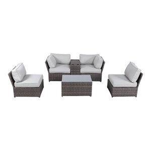 Living Source International 4-Person Seating Set with Cushions in Brown and Gray