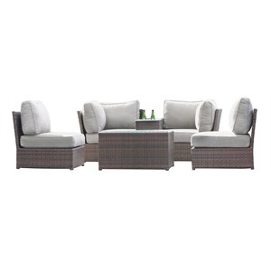 Living Source International 6-Piece Sectional Set w/ Cushions in Espresso