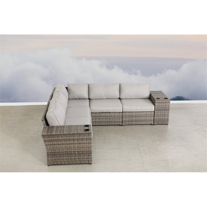 Living Source International 8-Piece Sectional Seating Group w/ Cushions in Gray