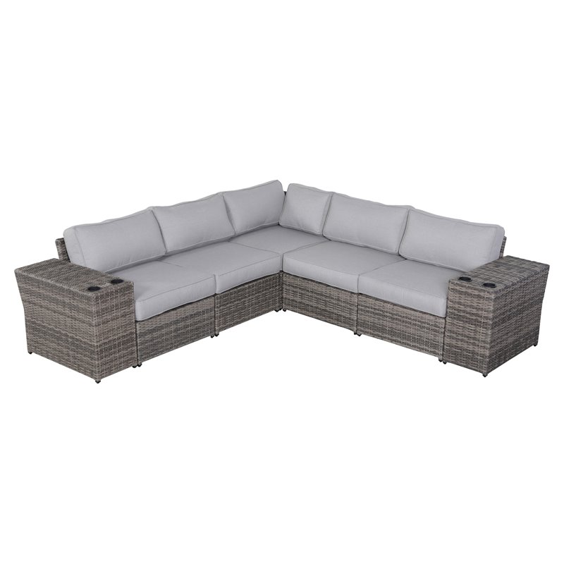 Living Source International 8-Piece Sectional Seating Group w/ Cushions in Gray