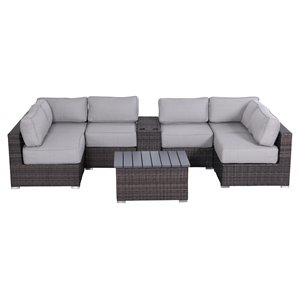Living Source International 8-Piece Seating Group w/ Cushions in Brown/Gray