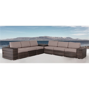Living Source 4-Piece Wicker / Rattan Seating Group w Cushion in Espresso/Taupe