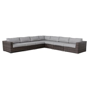 Living Source International 7-Piece Wicker Outdoor Set with Cushions in Espresso