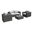 Living Source International 5-Piece Wicker/Rattan Sectional Set in Espresso/Gray