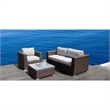 Living Source International 4-Piece Wicker Sectional Seating Group in Brown