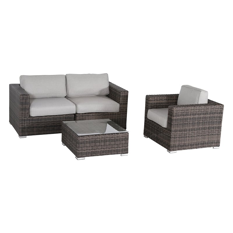 Living Source International 4-Piece Wicker Sectional Seating Group in Brown