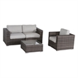 Living Source International 4-Piece Wicker Sectional Seating Group in Brown