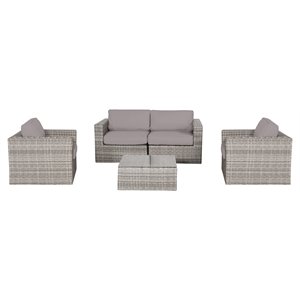 Living Source International 5-Pc Wicker / Rattan Sectional Group in Taupe/Gray