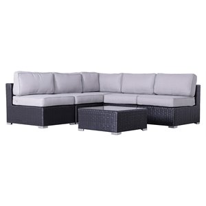 Living Source International 6-Piece Sectional Set with Cushions in Black/Gray