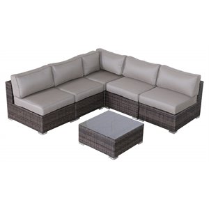 Living Source Intl 10 PC Wicker / Rattan Outdoor Conversation Set in Brown/Taupe