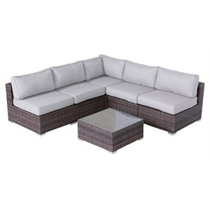 Living Source International 6-Piece Sectional Set with Cushions in Brown/Gray