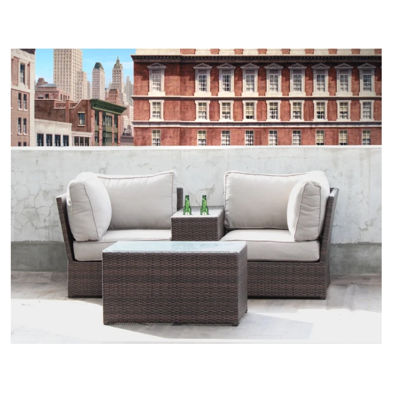 Living Source International 4-Piece Wicker/Rattan Sectional Group in Espresso