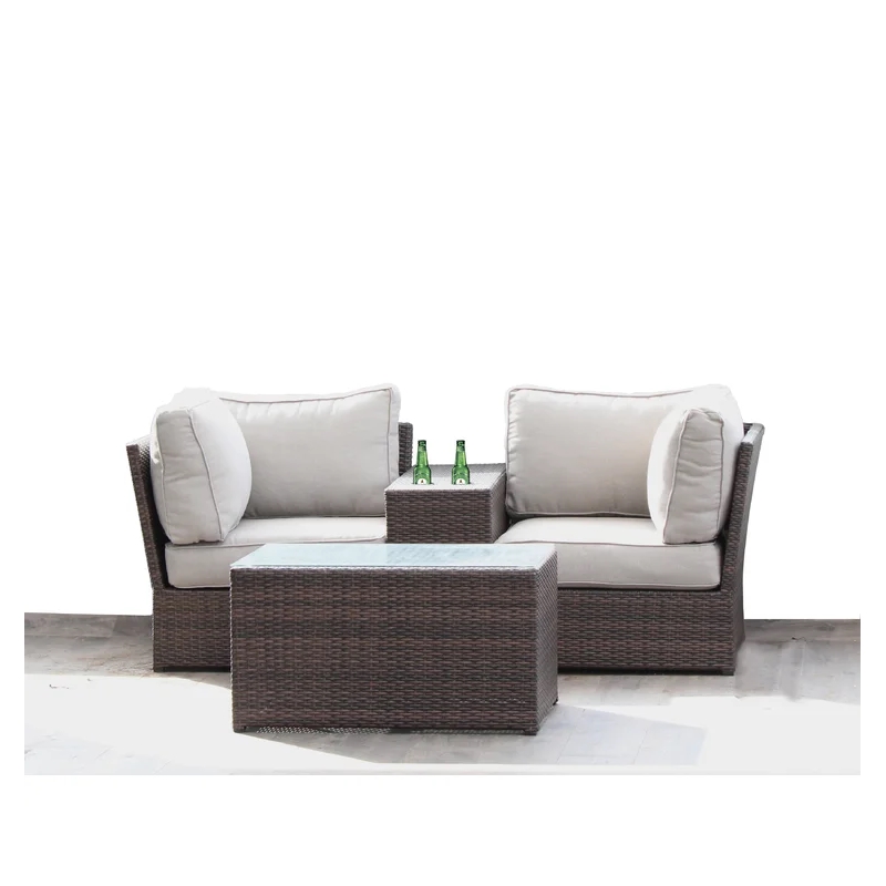 Living Source International 4-Piece Wicker/Rattan Sectional Group in Espresso