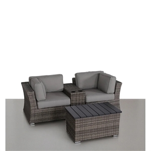 Living Source International 4-Piece Wicker / Rattan Seating Group in Espresso