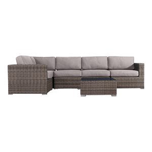 Living Source International 6-Piece Wicker / Rattan Outdoor Set in Brown