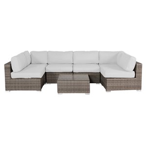 Living Source International 7-Piece Outdoor Set with Cushion in Gray/Canvas