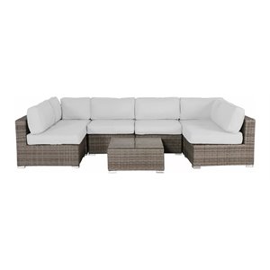 Living Source International 7-Piece Outdoor Set with Cushions in Brown/Canvas