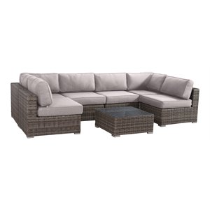 Living Source International 7-Piece Wicker / Rattan Outdoor Set in Brown/Taupe