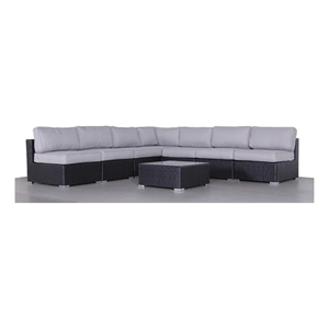 Living Source International Wicker / Rattan 8-Piece Sectional Set in Black/Gray