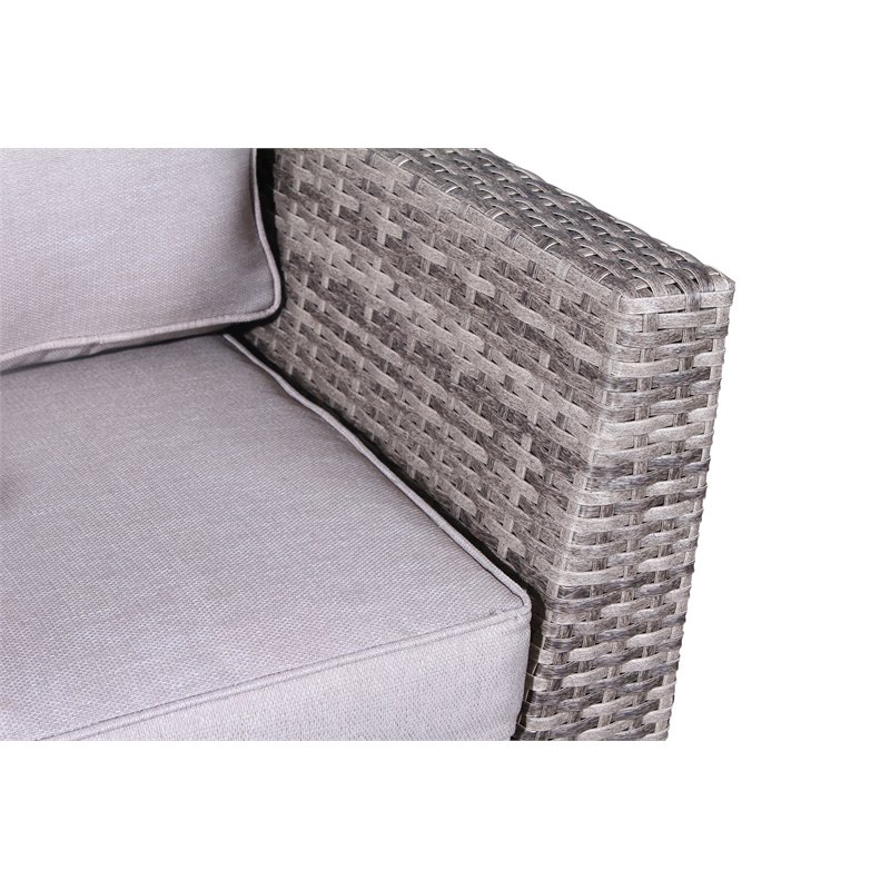 Living Source International 4-Piece Wicker Sectional Set in Gray Finish