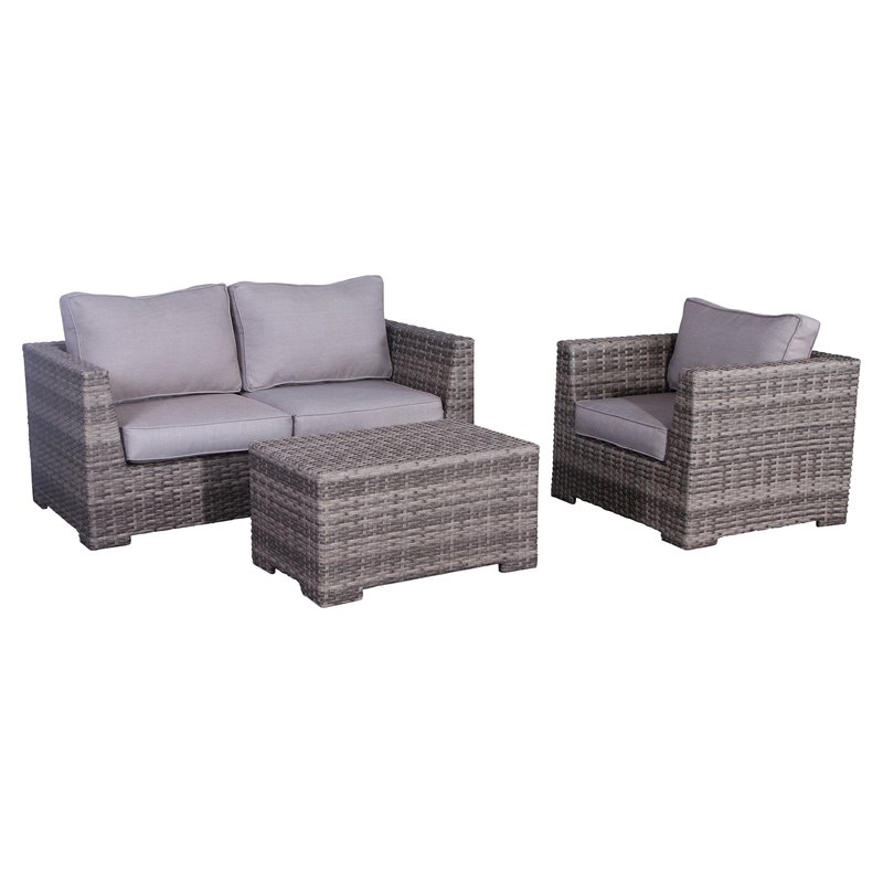 Living Source International 4-Piece Wicker Sectional Set in Gray Finish
