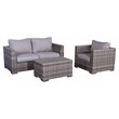 Living Source International 4-Piece Wicker Sectional Set in Gray Finish