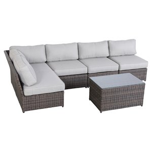 Living Source International 6-Piece Outdoor Set w/ Olefin Cushion - Brown/Gray