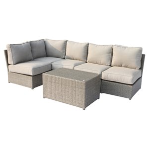 Living Source International 6-Piece Sectional Set with Cushions in Gray Finish