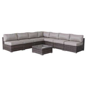 Living Source International 8-Piece Wicker / Rattan Sectional Set in Brown