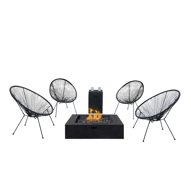 Living Source Intl 6-Piece Wicker / Rattan Multiple Chair Seating Group in Black