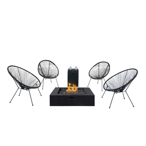 Living Source Intl 6-Piece Wicker / Rattan Multiple Chair Seating Group in Black