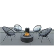 Living Source Intl 6-Piece Wicker / Rattan Multiple Chair Seating Group in Black