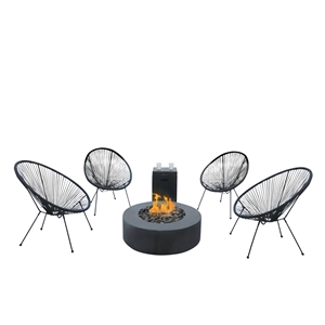 Living Source Intl 6-Piece Wicker / Rattan Multiple Chair Seating Group in Black