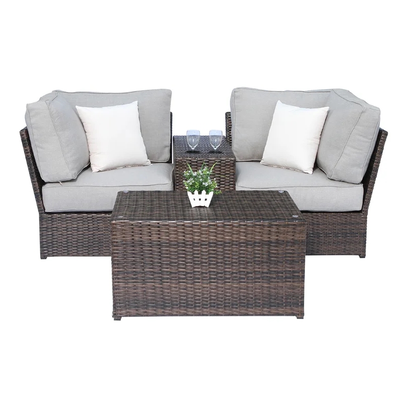 Living Source International 4-Piece Wicker / Rattan Seating Group in Brown