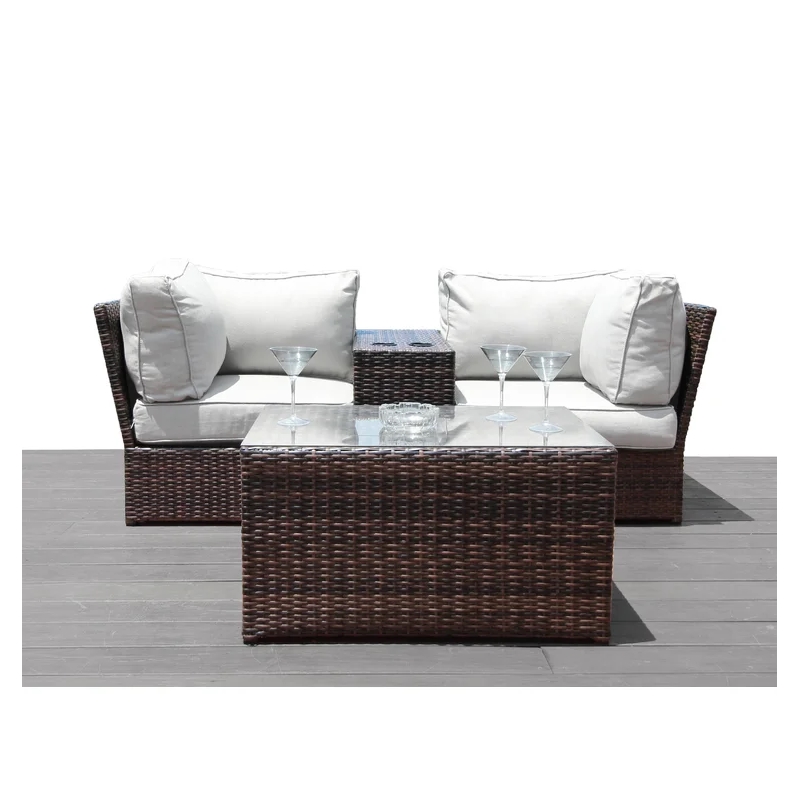 Living Source International 4-Piece Wicker / Rattan Seating Group in Brown