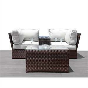 Living Source International 4-Piece Wicker / Rattan Seating Group in Brown