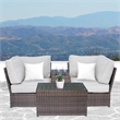 Living Source International 4-Piece Wicker / Rattan Seating Group in Brown