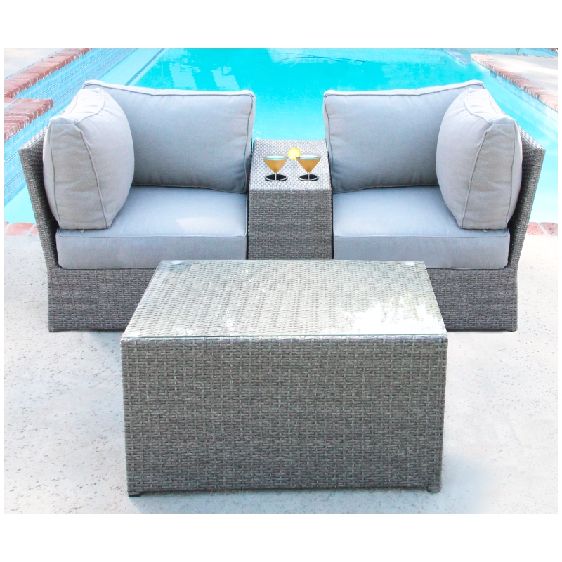Living Source International 4-Piece Wicker / Rattan Seating Group in Gray