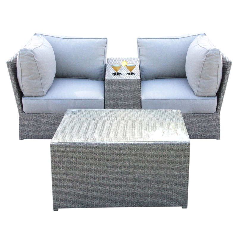 Living Source International 4-Piece Wicker / Rattan Seating Group in Gray
