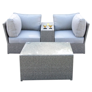 Living Source International 4-Piece Wicker / Rattan Seating Group in Gray