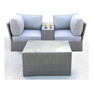 Living Source International 4-Piece Wicker / Rattan Seating Group in Gray Finish