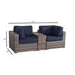 Living Source International 4-Piece Wicker Sectional Set in Brown/Navy Blue
