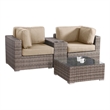 Living Source International 4-Piece Wicker / Rattan Sectional Set in Brown/Beige