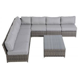 Living Source International 8-piece Wicker Sectional Set in Gray/Espresso
