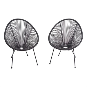 Living Source International 4-Piece Wicker / Rattan Seating Group in Black